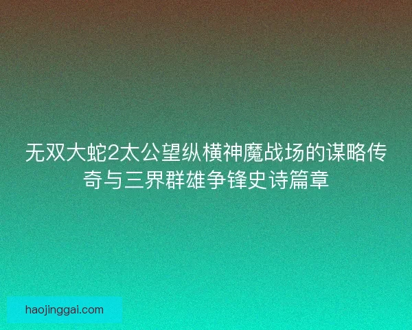 无双大蛇2太公望纵横神魔战场的谋略传奇与三界群雄争锋史诗篇章