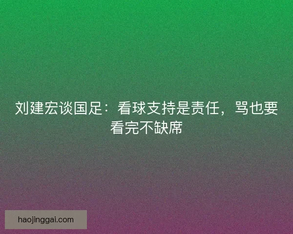 刘建宏谈国足：看球支持是责任，骂也要看完不缺席