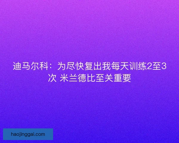 迪马尔科:为尽快复出我每天训练2至3次 米兰德比至关重要 迪马尔科:为尽快复出我每天训练2至3次 米兰德比至关重要