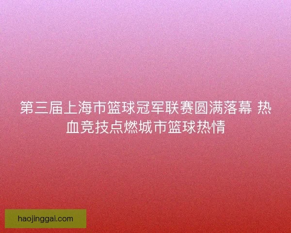 第三届上海市篮球冠军联赛圆满落幕 热血竞技点燃城市篮球热情 第三届上海市篮球冠军联赛圆满落幕 热血竞技点燃城市篮球热情