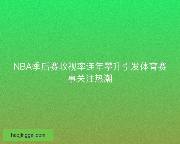 NBA季后赛收视率连年攀升引发体育赛事关注热潮 NBA季后赛收视率连年攀升引发体育赛事关注热潮