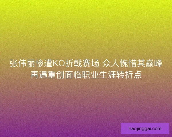 张伟丽惨遭KO折戟赛场 众人惋惜其巅峰再遇重创面临职业生涯转折点